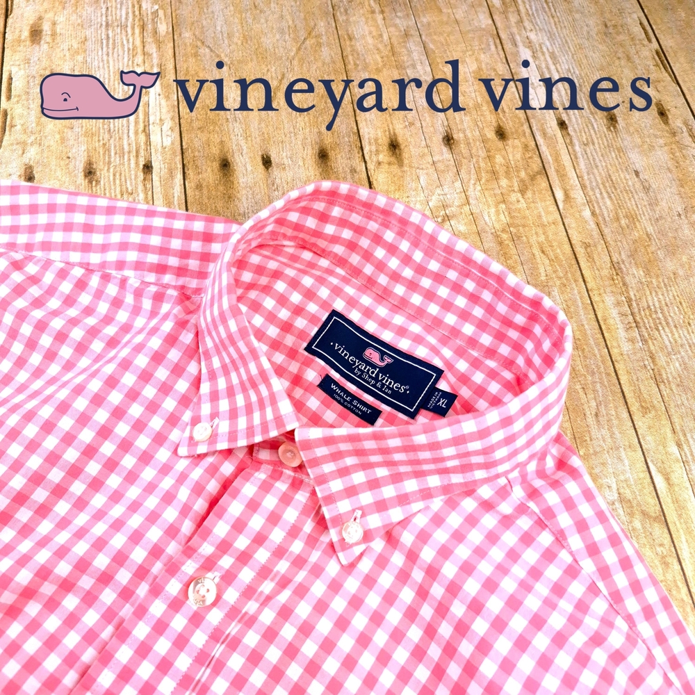 Vineyard Vines Men's Pink Checkered Shirt